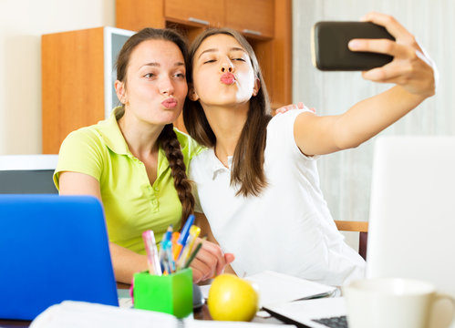 girls taking a selfie photo