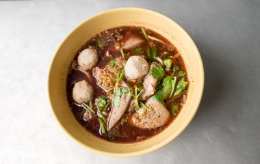 Pork meatballs , noodles 
