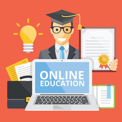 Online education flat illustration concept