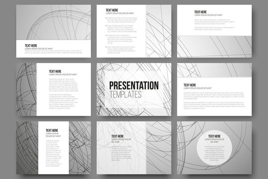 Set of 9 vector templates for presentation slides. Conceptual