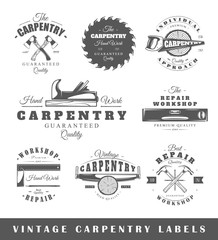 Set of vintage labels carpentry