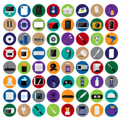 Various Objects And Appliances Icons Set - Isolated On Background - Vector Illustration, Graphic Design, Editable For Your Design