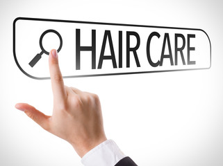 Hair Care written in search bar on virtual screen