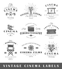Set of vintage cinema labels