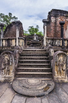 Vatadage (Circular Relic House), Polonnaruwa Quadrangle, Sri Lanka,Asia