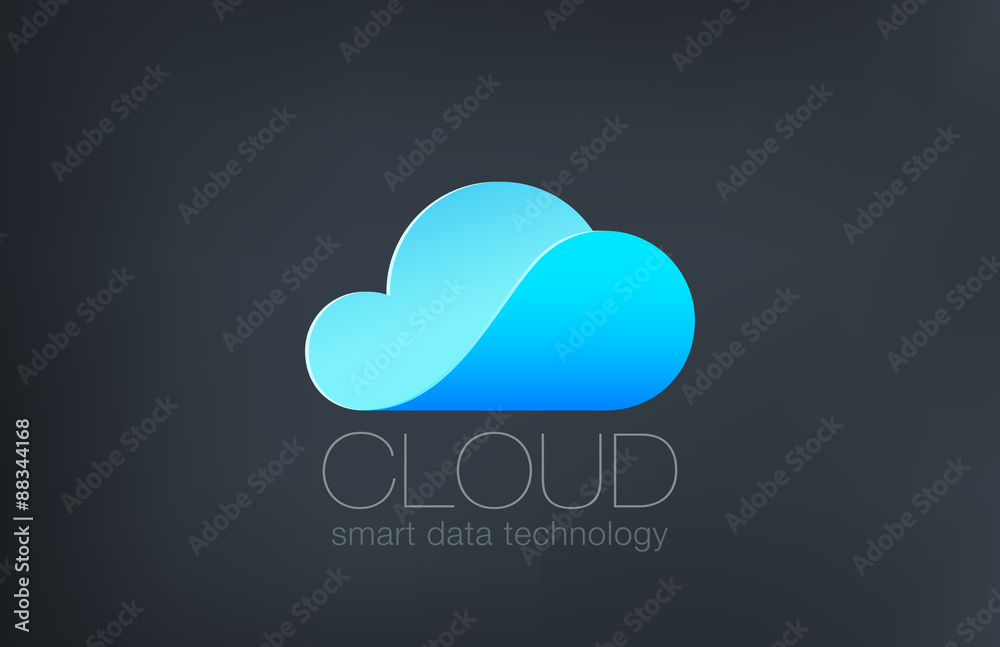 Poster cloud computing logo design. creative technology logotype