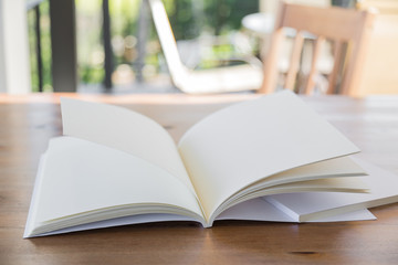 Blank catalog, magazines,book mock up on wood background ( movin