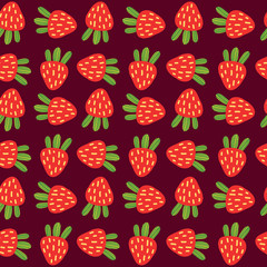 Seamless pattern with strawberries.