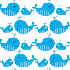 Naklejka premium Cute seamless pattern with whales