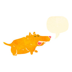 retro cartoon dog with speech bubble