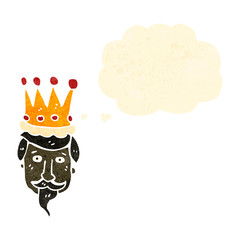 retro cartoon king's head with thought bubble