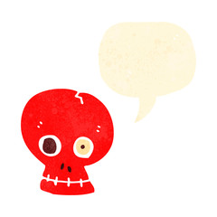 retro cartoon funny talking skull