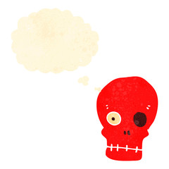 retro cartoon skull with thought bubble
