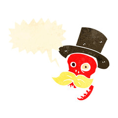 retro cartoon funny talking skull