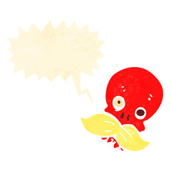 retro cartoon funny talking skull