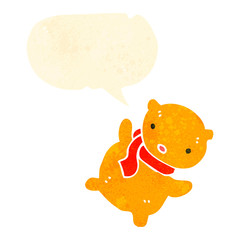 retro cartoon teddy bear with speech bubble