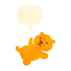 retro cartoon teddy bear with speech bubble