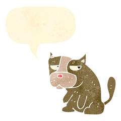 retro cartoon grumpy little dog