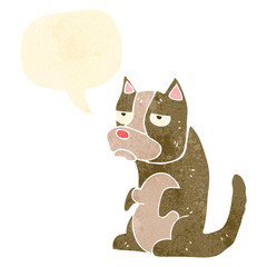 retro cartoon grumpy little dog