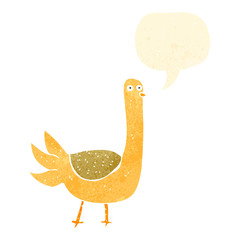 retro cartoon funny bird with speech bubble