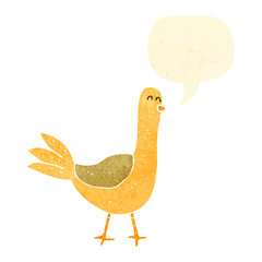 retro cartoon funny bird with speech bubble