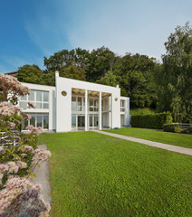 garden of a white modern villa