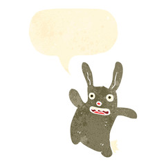 retro cartoon rabbit with speech bubble