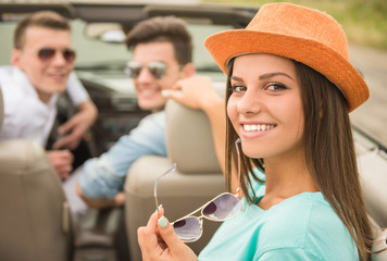 Friends in cabriolet