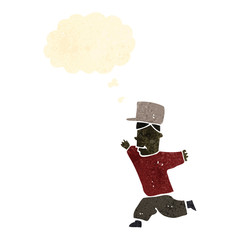 retro cartoon happy boy running