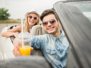 Friends in cabriolet