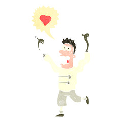 retro cartoon man crazy in love