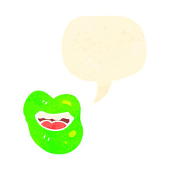 retro cartoon sexy halloween lips with speech bubble