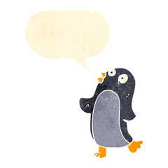 retro cartoon penguin