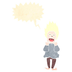 retro cartoon terrified man