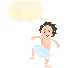 retro cartoon man in towl,