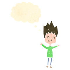 retro cartoon excited boy