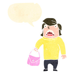 retro cartoon man with purse