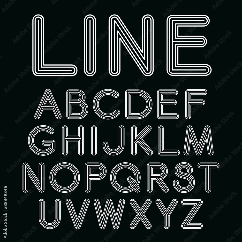 Fototapete vector linear font in mono line style. sans serif font with rounded corners - typography design elem