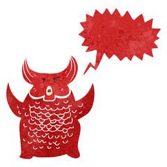 retro cartoon devil with speech bubble