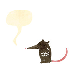 retro cartoon rat with speech bubble