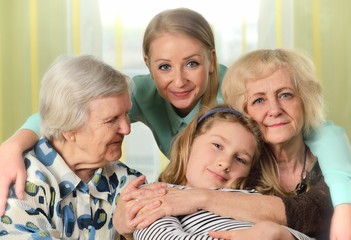 Four generations of women. Happy family.