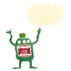 retro cartoon monster roaring