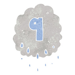 retro cartoon rain cloud with number nine