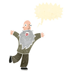 retro cartoon frightened old man