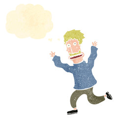 retro cartoon terrified man