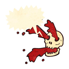 retro cartoon blood squirting gross skull
