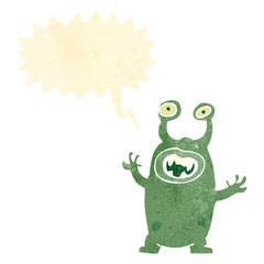 retro cartoon alien monster