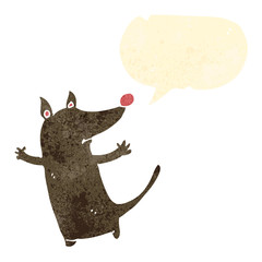 retro cartoon little dog with speech bubble