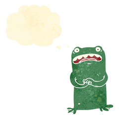 retro cartoon nervous frog