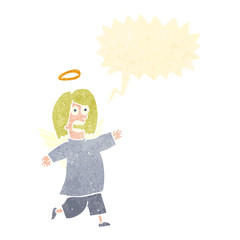 retro cartoon angel with speech bubble